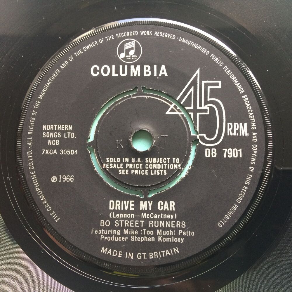 Bo Street Runners - Drive My Car b/w So very woman - U.K. Columbia - VG+