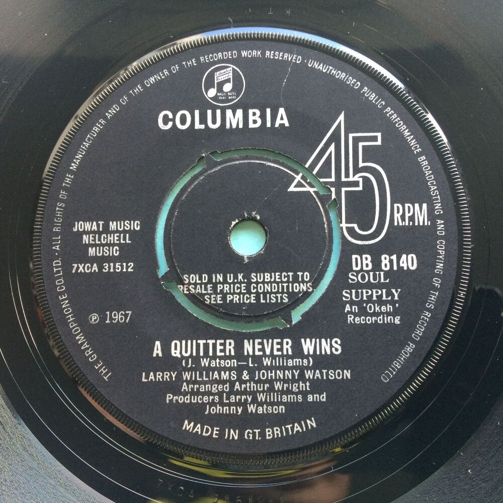 Larry Williams & Johnny Watson - A quitter never wins - U.K. Columbia - Ex