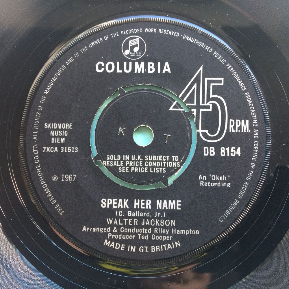 Walter Jackson - Speak her name b/w They don't give medals - U.K. Columbia - Ex