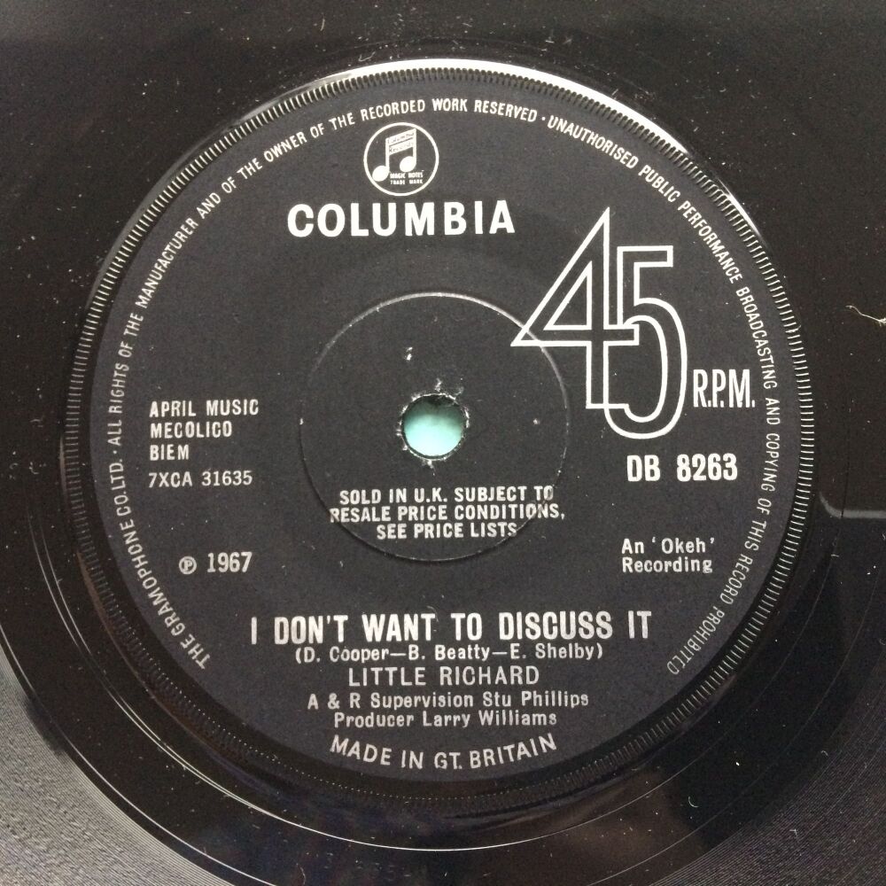 Little Richard - I don't want to discuss it b/w Hurry sundown - UK Columbia - Ex