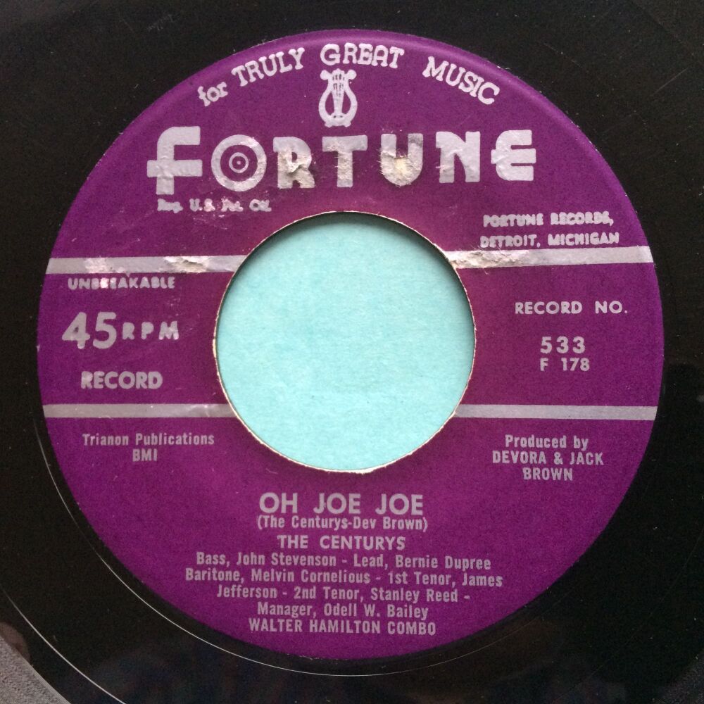 The Centurys - Oh Joe Joe b/w Take my hand - Fortune - VG+