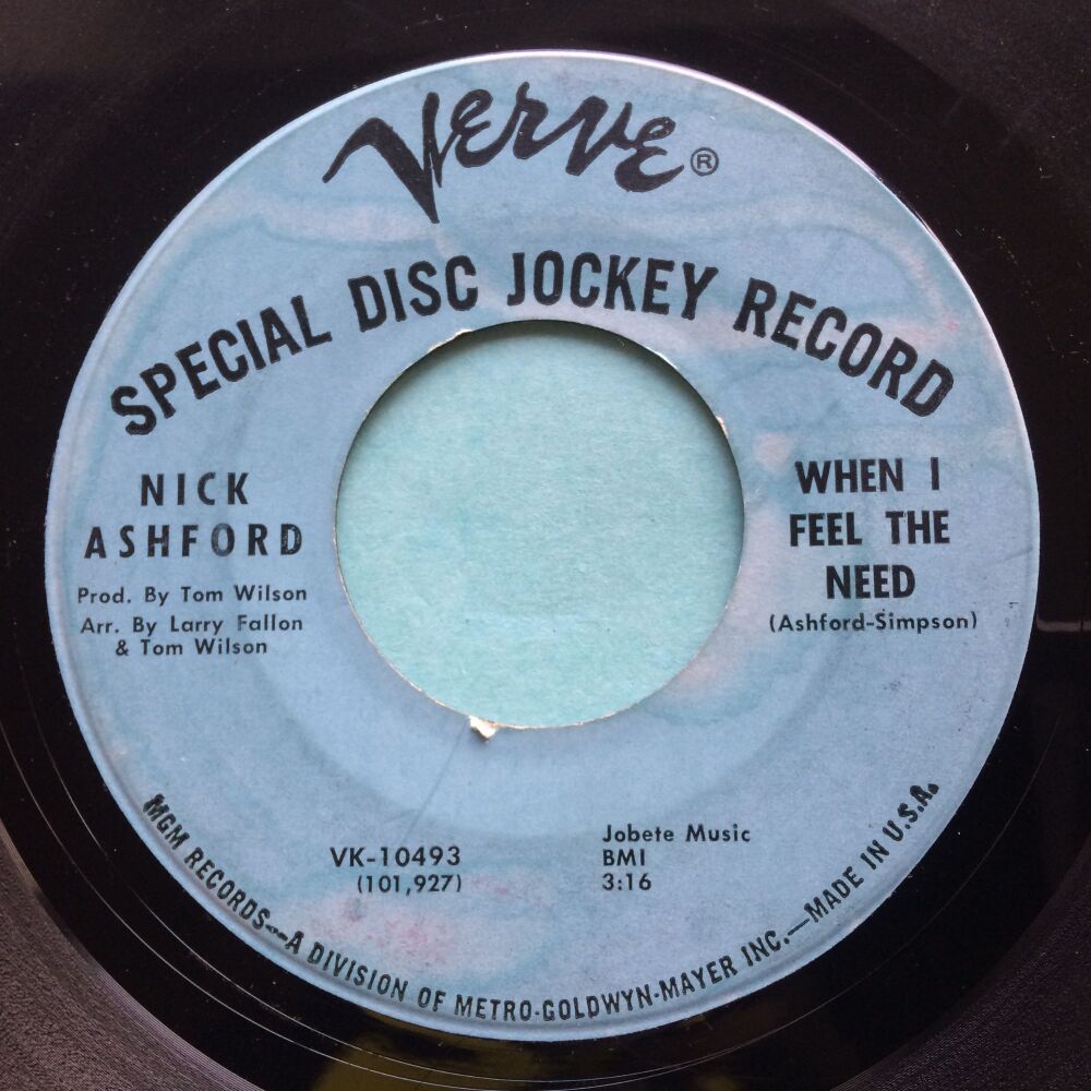 Nick Ashford - When I feel the need - Verve promo - Some large ugly scuffs, though none are deep and plays really well - check soundfile!