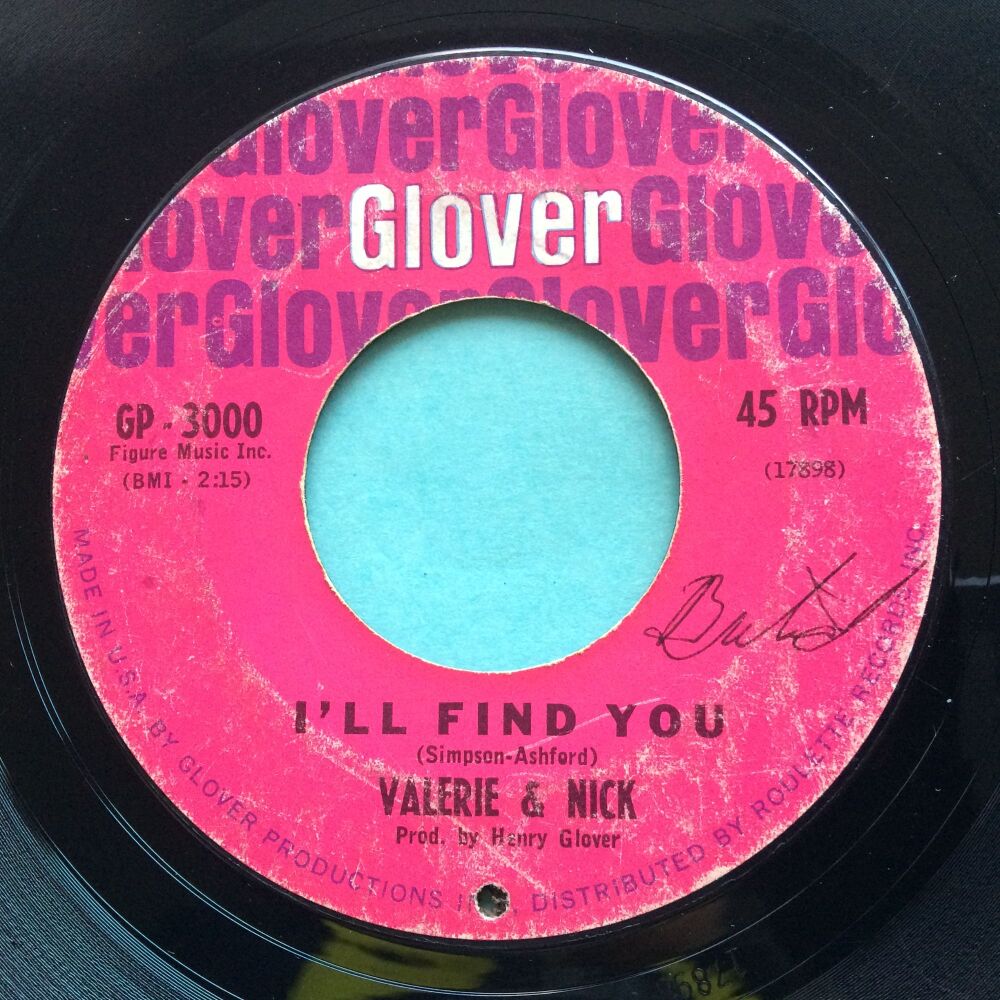 Valerie & Nick - I'll find you - Glover - Scruffy copy that plays VG+ - Check Soundfile!