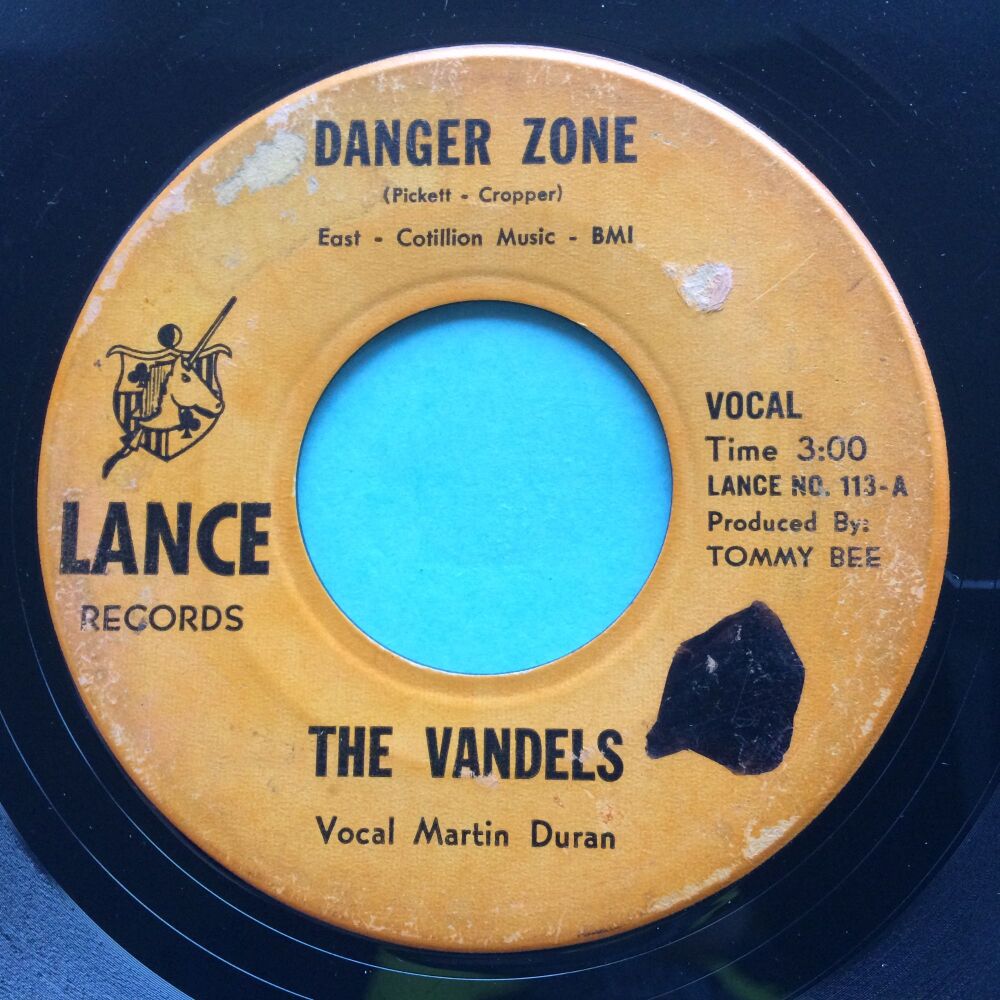 Vandels - Danger Zone - Lance - Lots of surface scuffs, nothing deep + slight heat damage but still plenty of gloss and plays VG+ Check soundfile