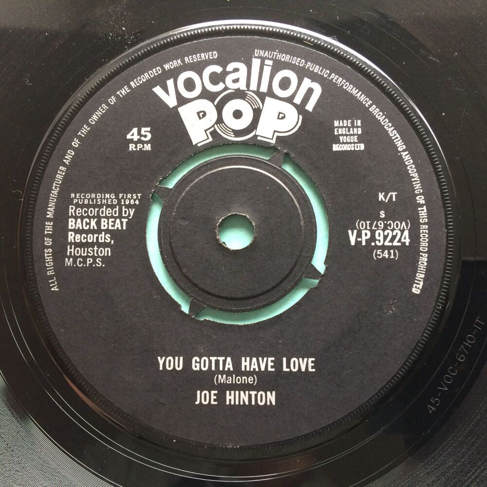 Joe Hinton - You gotta have love - U.K. Vocalion Pop - Ex-