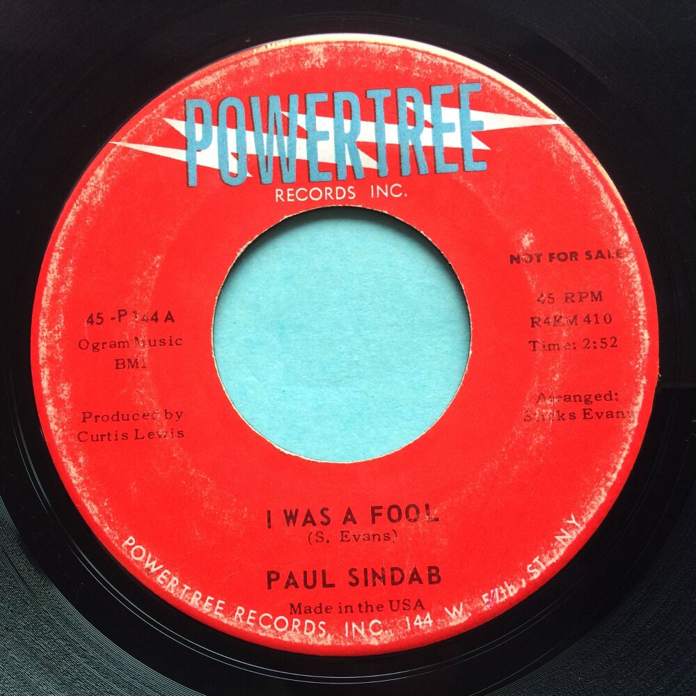 Paul Sindab - I was a fool b/w I hope you find the way - Powertree - VG+