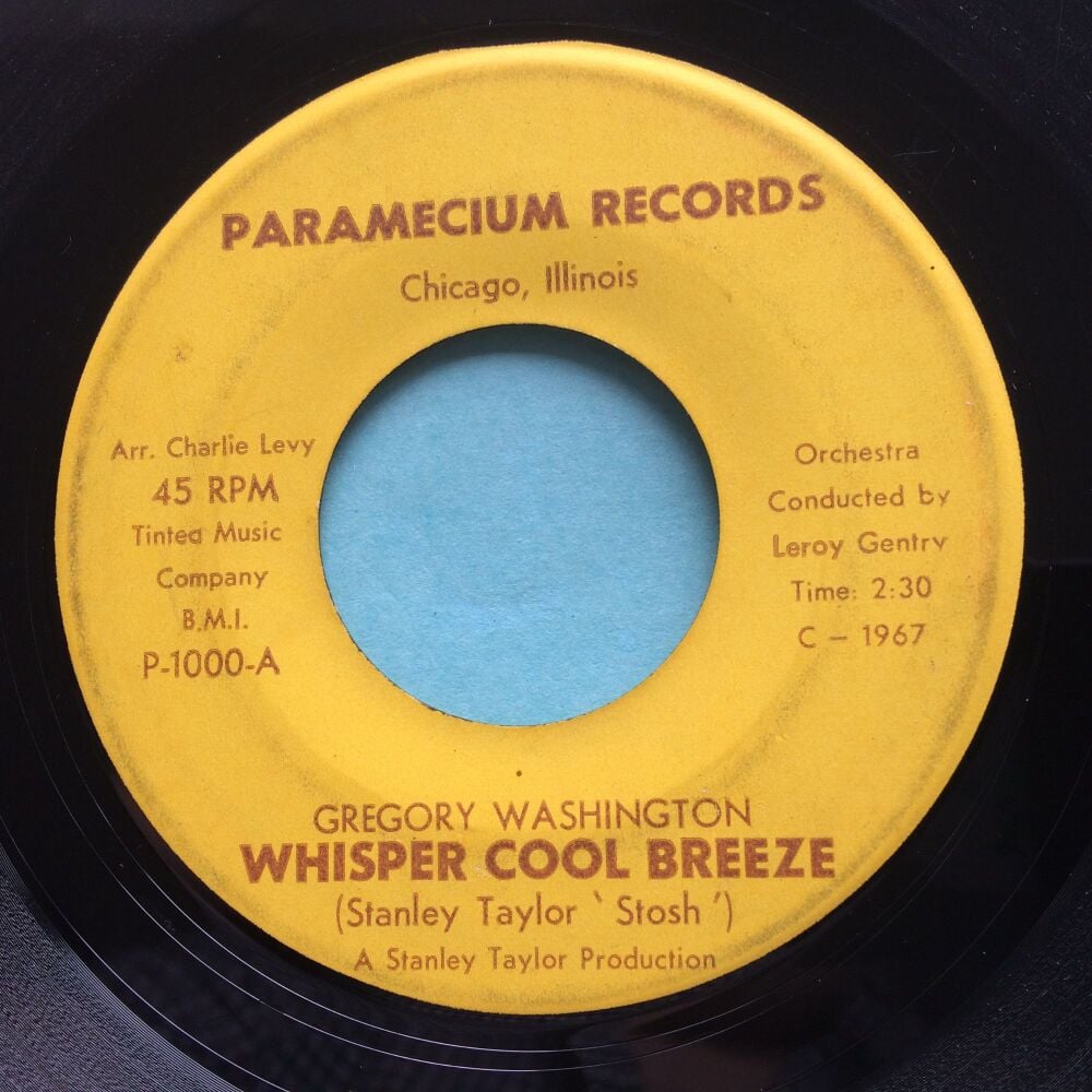 Gregory Washington - Whisper cool breeze b/w Here I come again - Paramecium - VG+