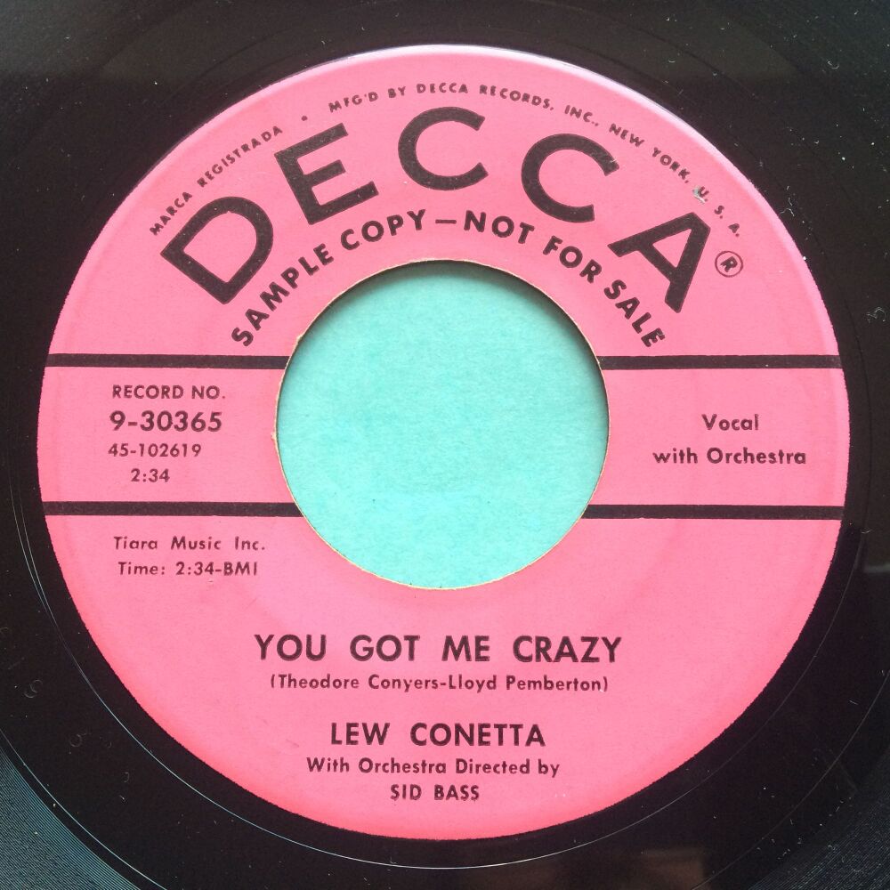Lew Conetta - You got me crazy - Decca promo - Ex