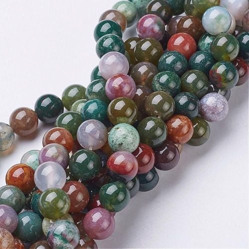 1 Beads Strand Natural Indian Agate, Round, about 8mm in diameter, hole: ab