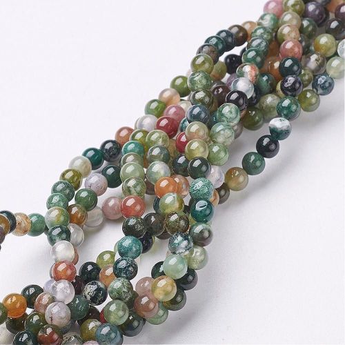 1 Gemstone Beads Strand, Natural Indian Agate, Round, about 4mm diameter, h
