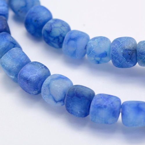 1 Natural Agate Bead, Dyed & Heated, Cube, CornflowerBlue, 7~9x6.5~8x6.5~8m