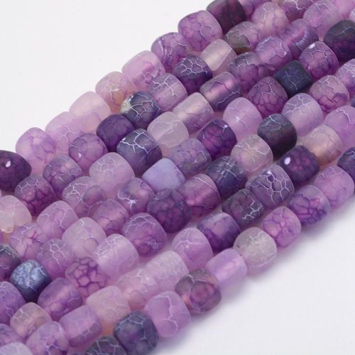 1 Natural Agate Bead, Dyed & Heated, Cube, BlueViolet, 7~9x6.5~8x6.5~8mm, H
