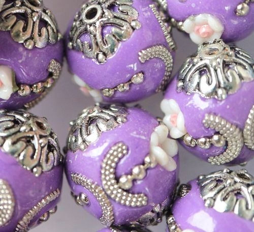 1 Handmade Indonesia Bead, Abacus, DarkOrchid, Size: about 18mm in diameter