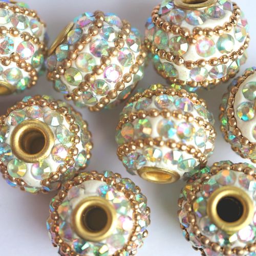1 Handmade Indonesia Bead, with Aluminum Cores, White, 15x16mm, Hole: 3mm
