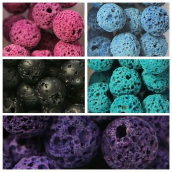 100 Lava Beads Assorted Colours