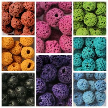 140 Lava Beads Assorted Colours Boxed