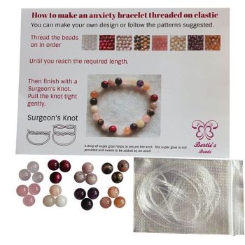 Calming Anxiety Gemstone Bracelet DIY Kit Pink Purple 8mm 