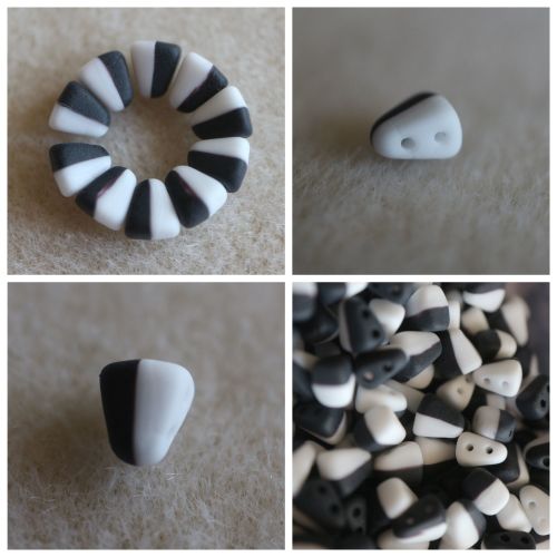 1 NIB-BIT 6X5MM DUET BLK/WHT MATT bead