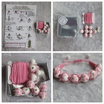 DIY Macrame Bracelet Pink Bead Kit