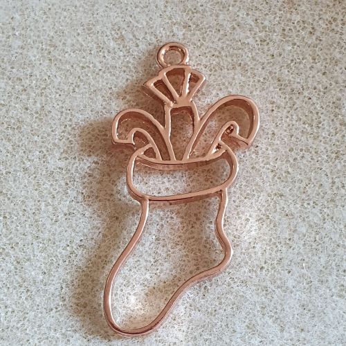 Christmas Stocking Open Back Bezel Pendant