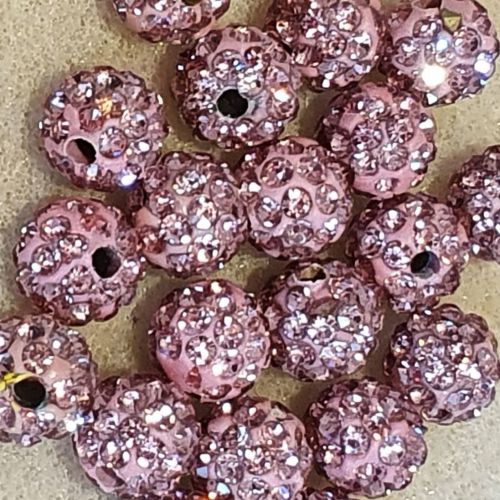 Disco Pave 8mm Bead Light Rose