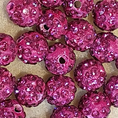 Disco Pave 8mm Bead Fuschia
