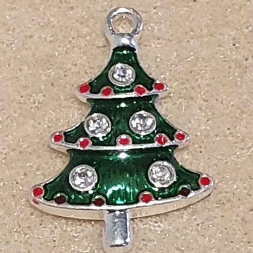 Christmas Tree Green Rhinestone Pendant