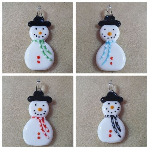 Snowman Lampwork Pendant