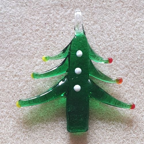Christmas Tree Green Glass Pendant