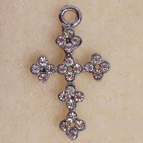 Crucifix Rhinestone Silver Colour Metal Pendant