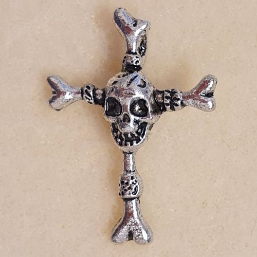 Crucifix with Skull Silver Colour Metal Pendant