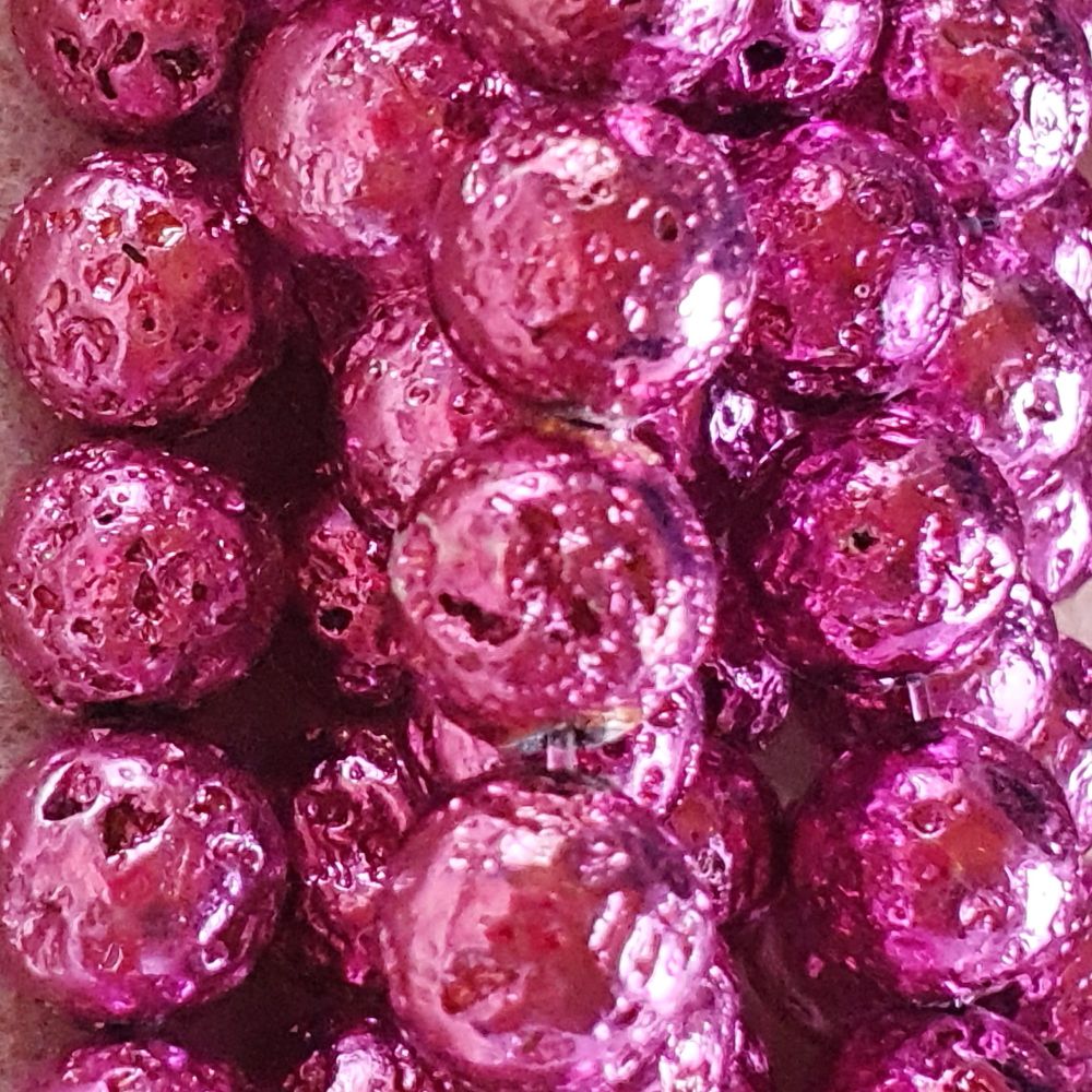 Old Rose Electroplated Lava Bead 