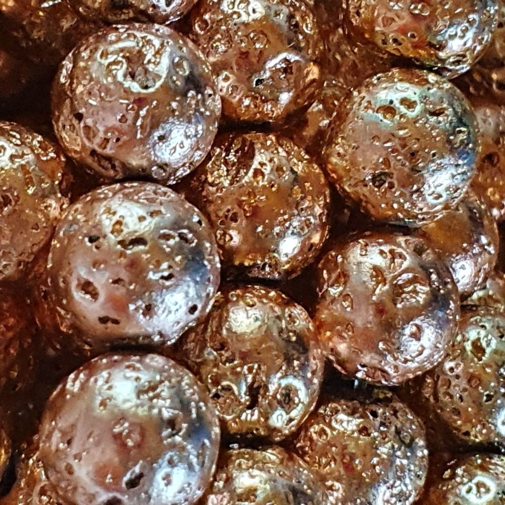 Sandy Brown Electroplated Lava Bead 
