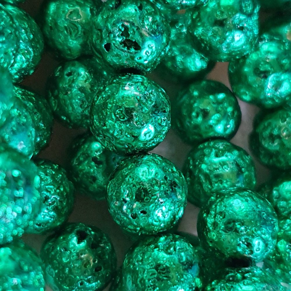 Spring Green Electroplated Lava Bead 