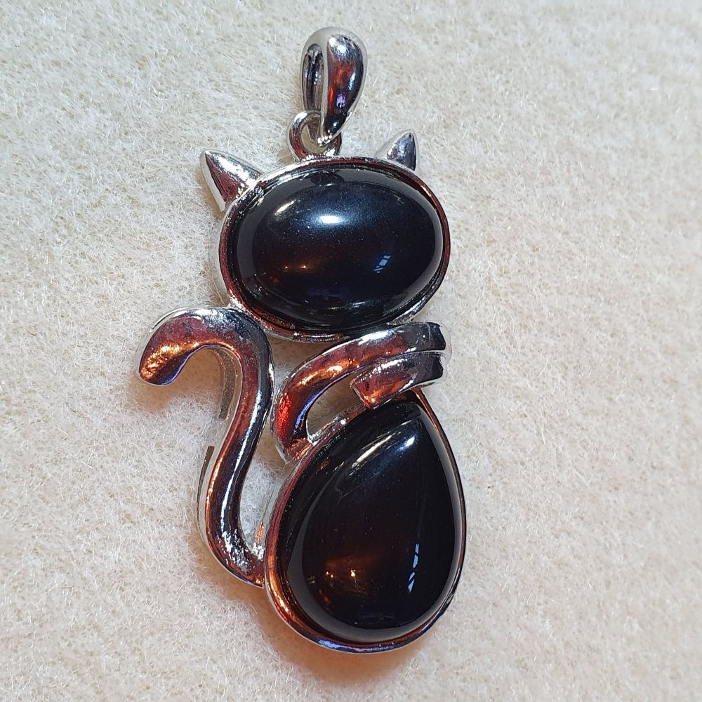 Black Agate Cat Pendant