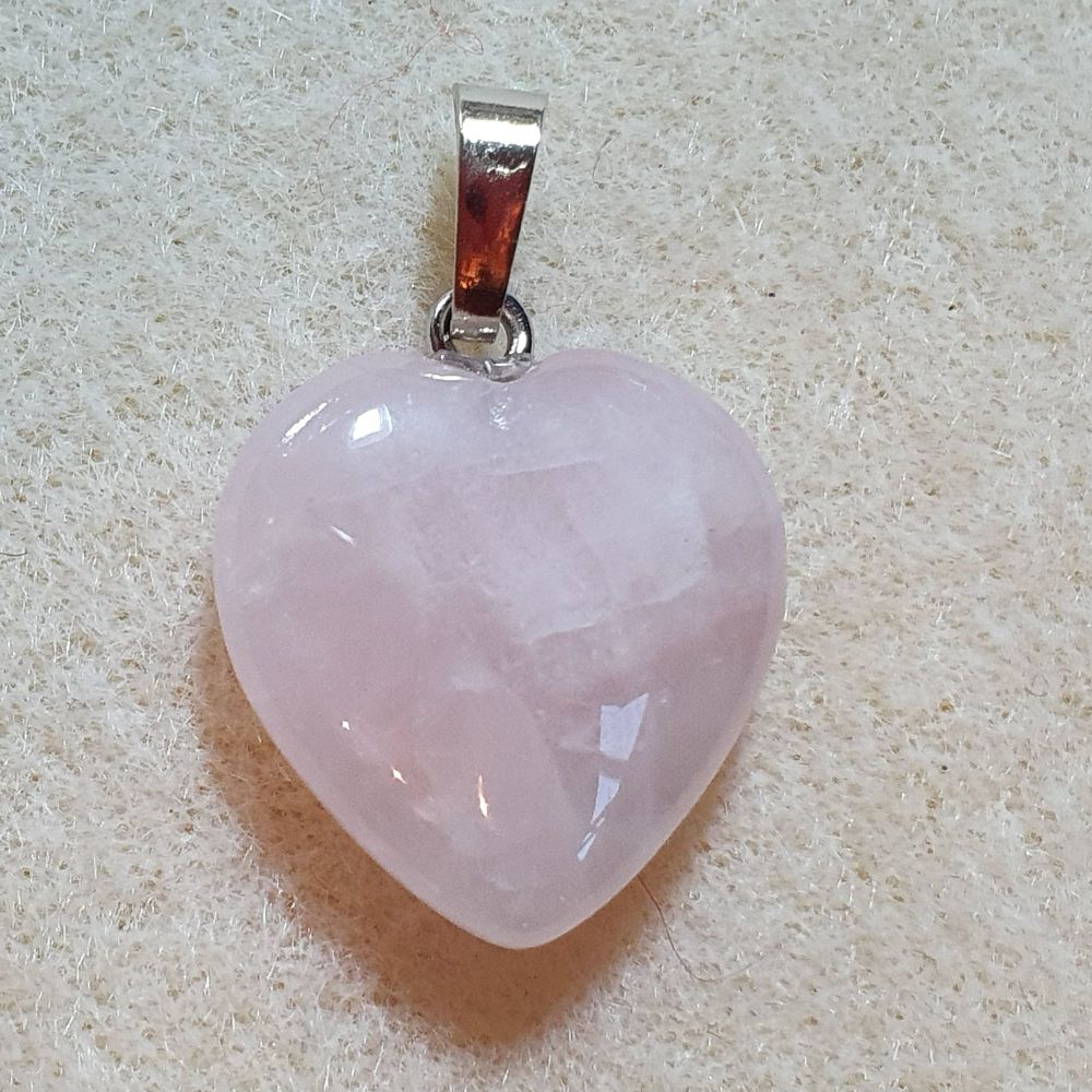 Beautiful natural heart Rose Quartz pendant bead 45x45x7mm  BD901