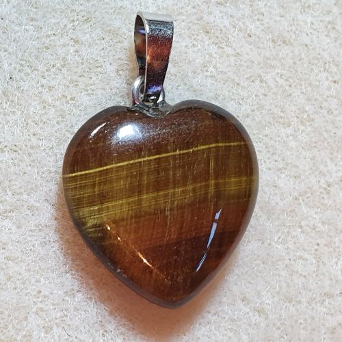 Natural Tiger Eye Heart Pendant