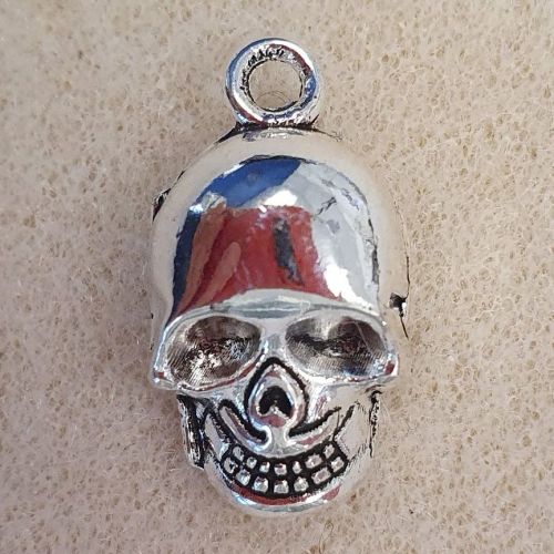 Skull Shiny Silver Colour Metal Charm