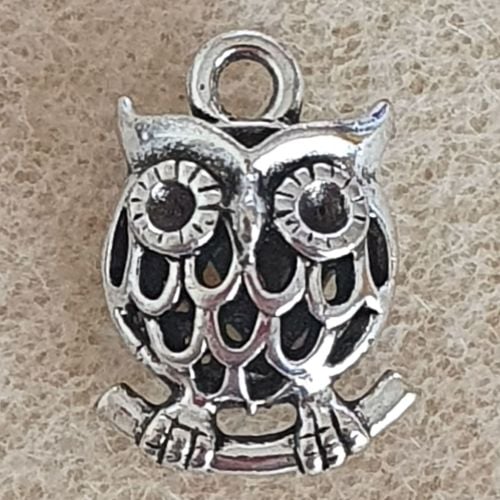 Owl Detailed Silver Colour Metal Pendant