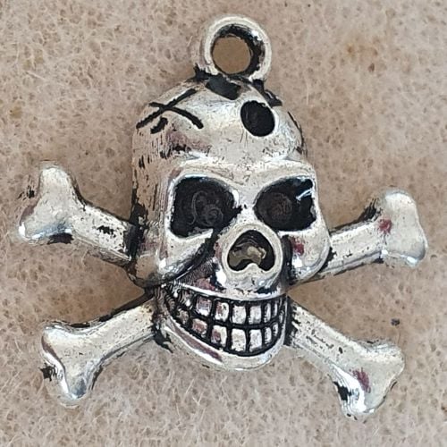Skull and Crossbones Silver Colour Metal Charm