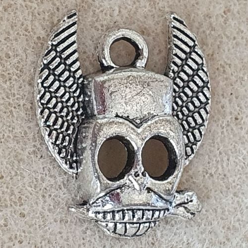 Skull Winged Silver Colour Metal Charm