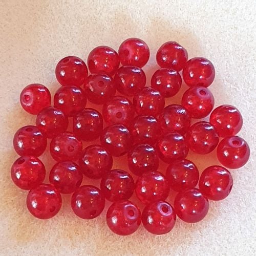 Red Crackle Glass 8mm Beads