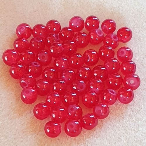 Red Crackle Glass 6mm Beads