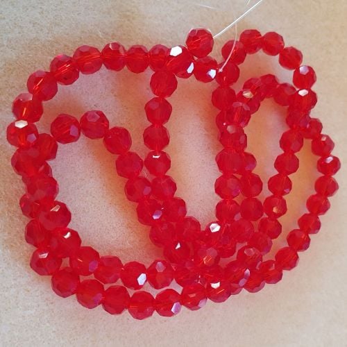 Red Faceted Round Glass 6mm Beads