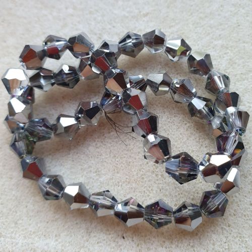 Silver Colour 6mm Glass Bicone Beads
