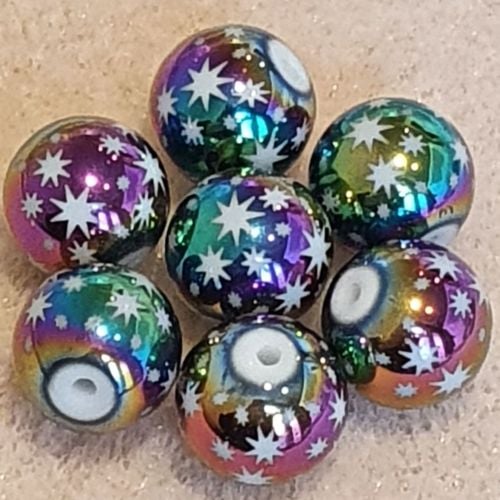 Multi-color Plated Star Glass Bead