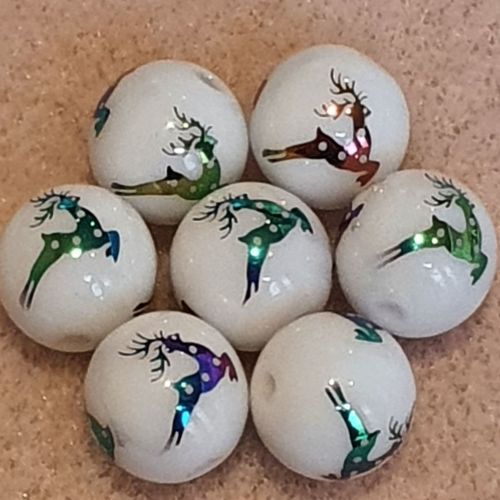 Multi-color Plated Reindeer Glass Bead