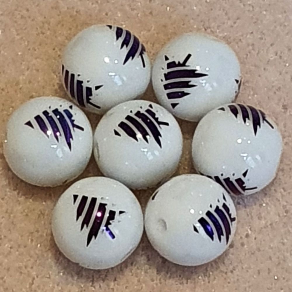 Purple Plated Christmas Tree Glass Bead