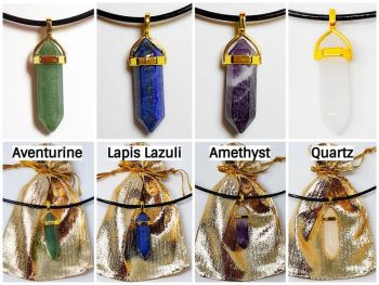 Amethyst or Lapis or Aventurine or Quartz Pendant with a Leather Necklace