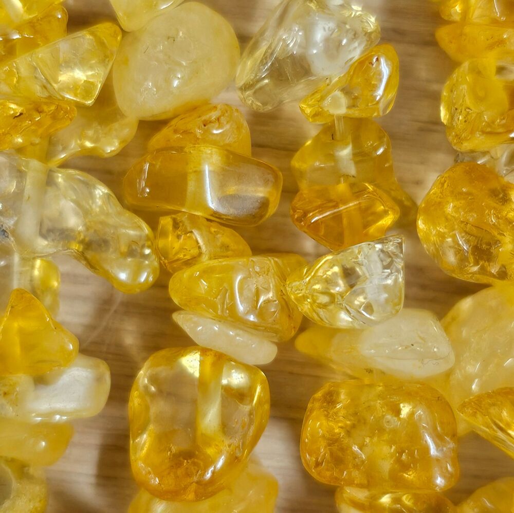 Chip Natural Citrine Beads Strands, Dyed & Heated